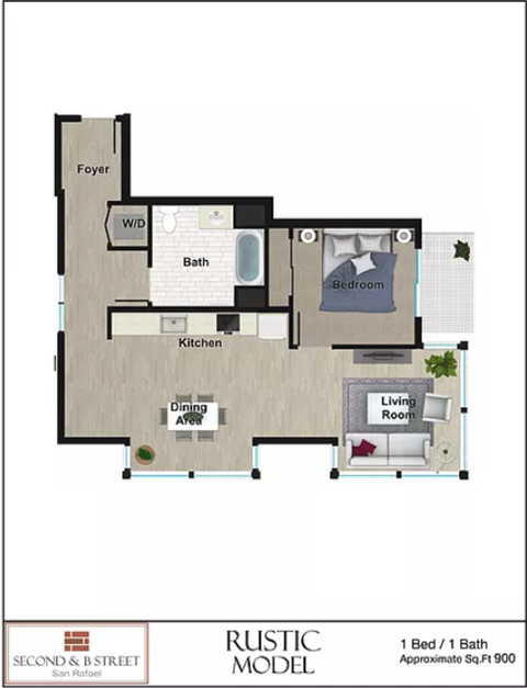 Rustic 2 bedroom 2 bath floorplan